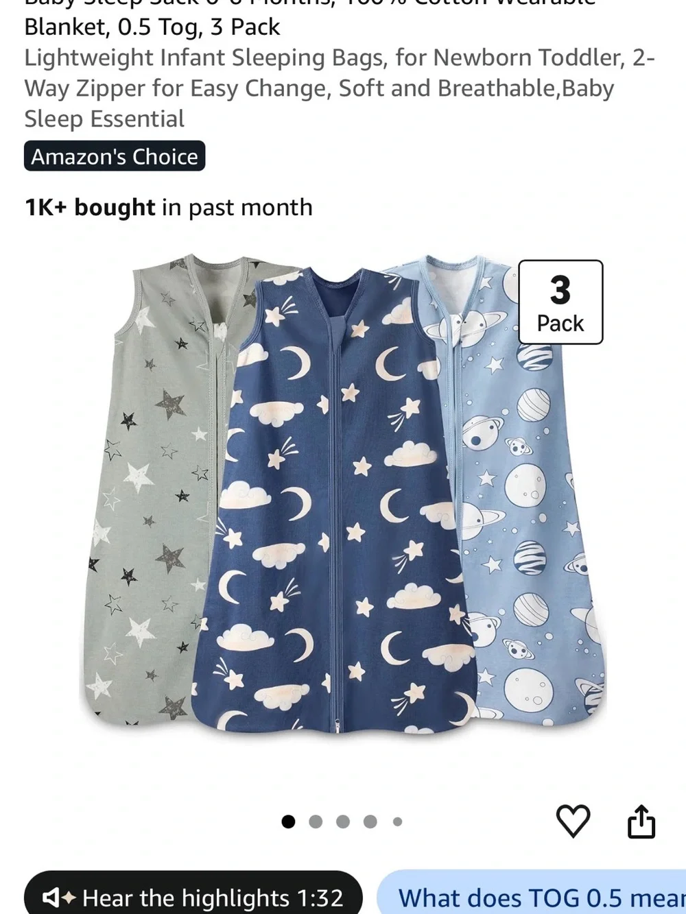 Kids Sleeveless Sleep Sacks - Blue and Light Blue Star & Space Designs